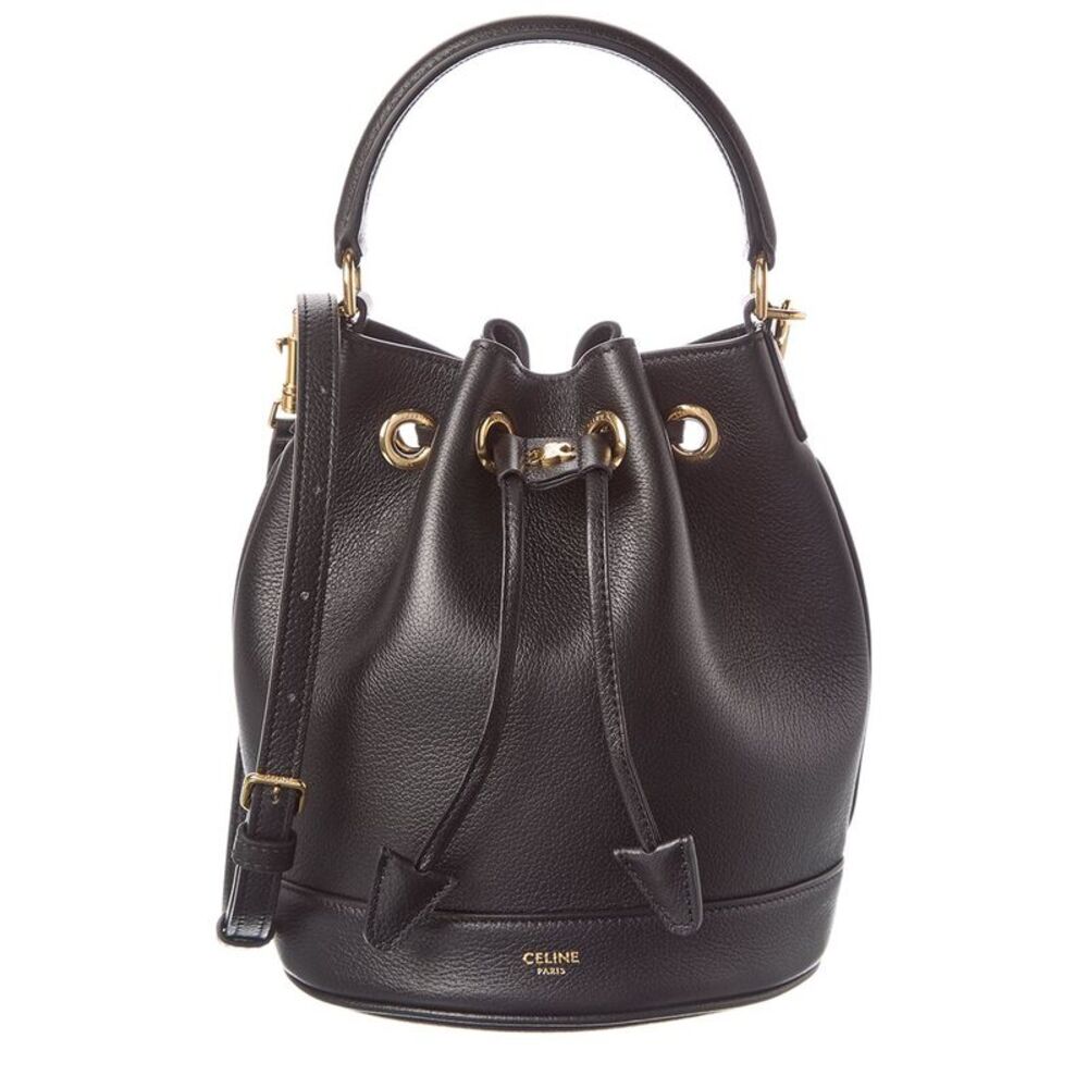 Celine Teen Clara Leather Bucket Bag, Black